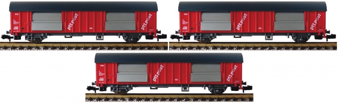 Set of 3 postal car PTT type Hbbkkss of the Dutch Postal Service<br /><a href='images/pictures/Fleischmann/Fleischmann-834801.jpg' target='_blank'>Full size image</a>